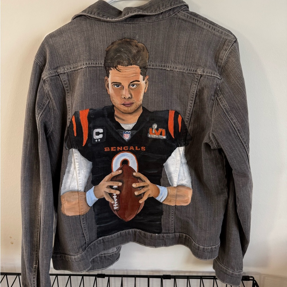 Hand-Painted Joe Burrow Denim Jacket